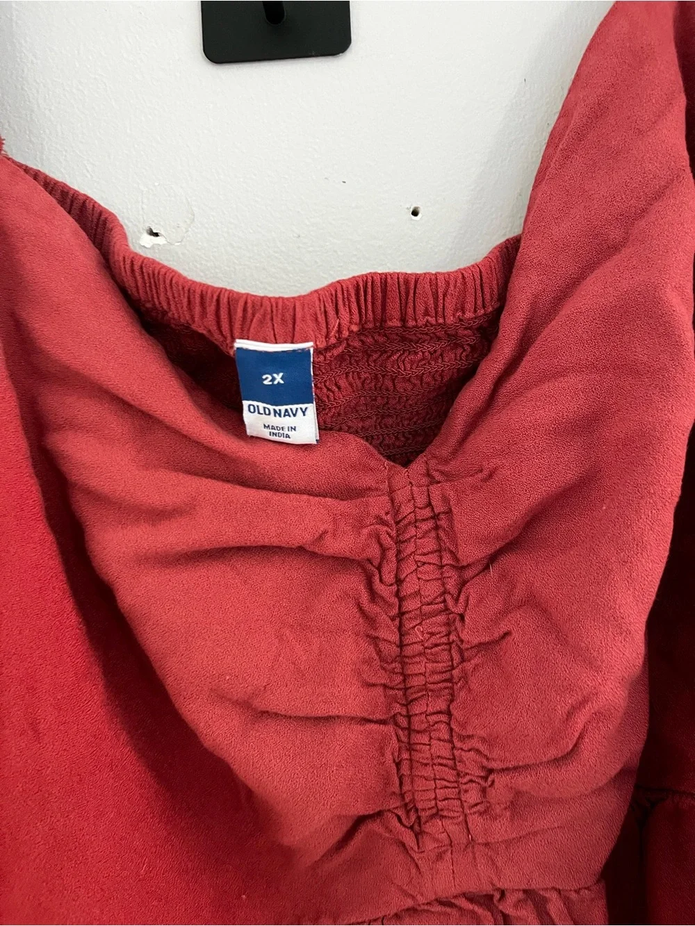 Old Navy Burgundy Peasant Blouse with Puff Sleeves